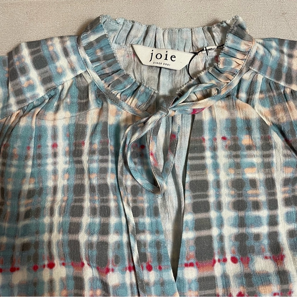 NWT New $198 Joie Jindrah Gathered Printed Cotton Blouse Size S - Picture 14 of 15